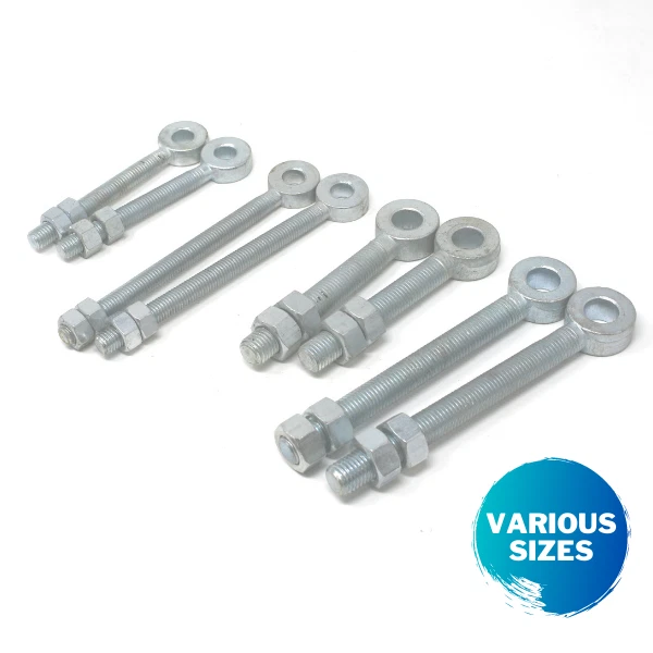 PAIR ADJUSTABLE GATE Hinge Eye Bolts With Nuts 12mm 16mm 20mm £7.99