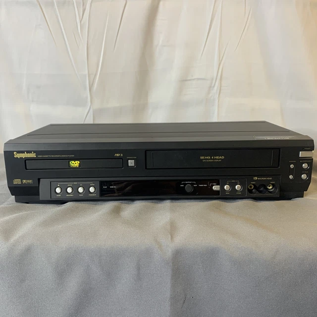 SYMPHONIC WF803 VHS Player VCR Recorder & DVD / CD Player Combo Tested
