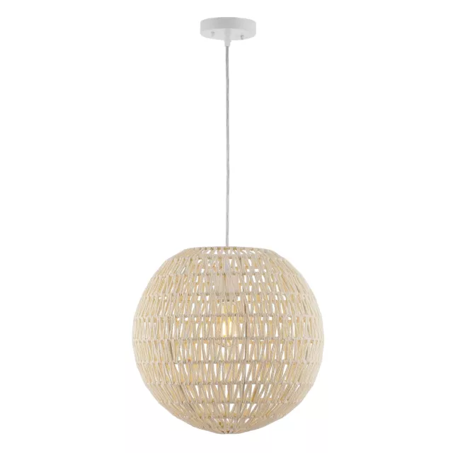 JONATHAN Y JYL6503B Luna 15.75" 1-Light Bohemian Modern Woven Rattan/Iron LED