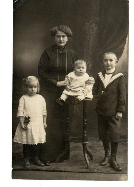 Tuta da marinaio mamma e bambini bambino + colletto bambina neonato foto vintage cartolina