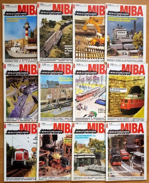 12x MIBA 1990 komplett Zeitschrift Eisenbahn Miniatur Sammlung Modell Magazin