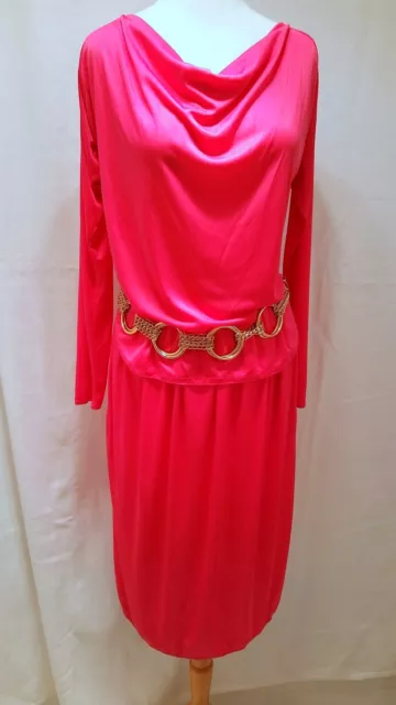 Rare 2 pc set Drape Skirt w Top Pink Vintage 1970's Diane von Furstenberg DVF 10