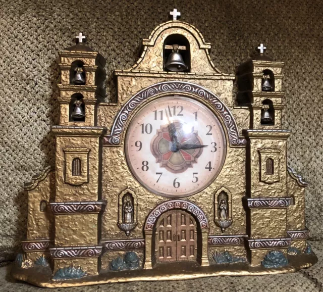 1999 14.5” x 13” SPANISH MISSION CHURCH WALL TABLE CLOCK HOME INTERIORS & GIFTS