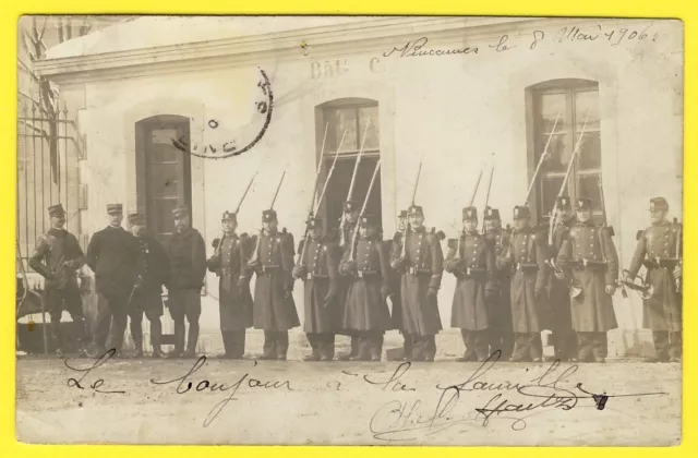 cpa VINCENNES BARRACKS PHOTO CARD in 1906 Military Soldiers Uniforms