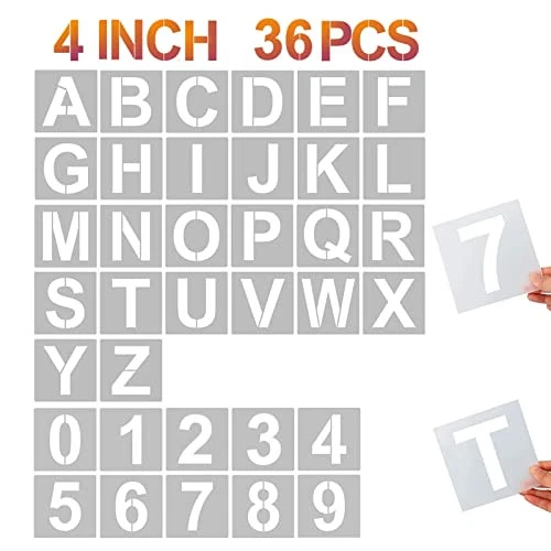 4 Inch Letter Stencils Set - 62 Pcs Alphabet & Number Templates For Crafts, Reusable Plastic - View #10
