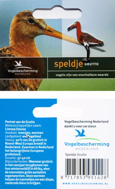 RSPB Pin Badge Netherlands black tailed godwit BirdLife International 01208