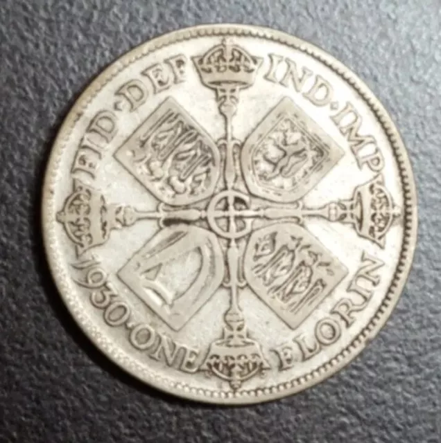 1930 Great Britain Florin Old Silver Coin Km 834 King George V