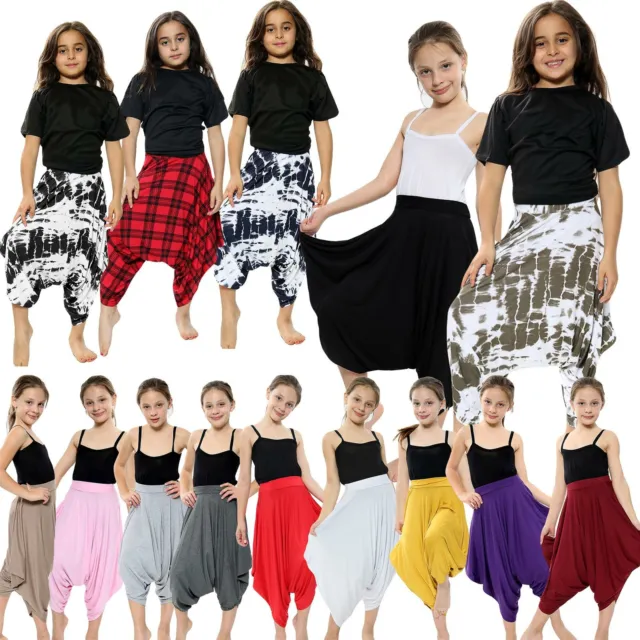 Kids Baggy Harem Trousers Ali Baba Style Tie Dye Yoga Casual Girls 5-13 Years