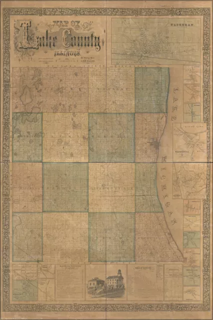 Poster, Many Sizes; Map Of Lake County, Illinois 1861