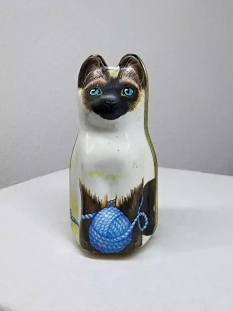 Vintage 1986 HUNKYDORY Miniature Cat Tin Dana Kubick England 2.5" Siamese CAT