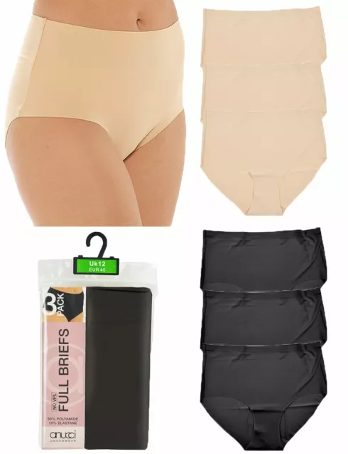 SEAMLESS NO VPL Briefs Anucci Smoothing Invisible Knickers Underwear 3  Pairs £11.99 - PicClick UK