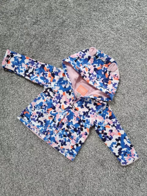 Baby Girls Joules Hoodie Jacket 3-6 Months Floral blue white casual coat r