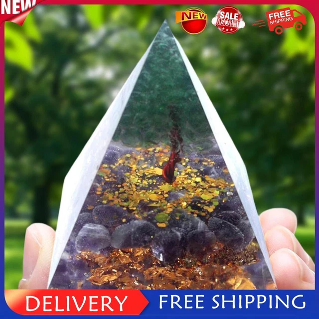 Piramide Orgonite Con Ametista E Albero Della Vita - Pietra Chakra Per Meditazione, Decorazione Casa E Attirare Ricchezza (6x6x6 Cm) - Foto 2