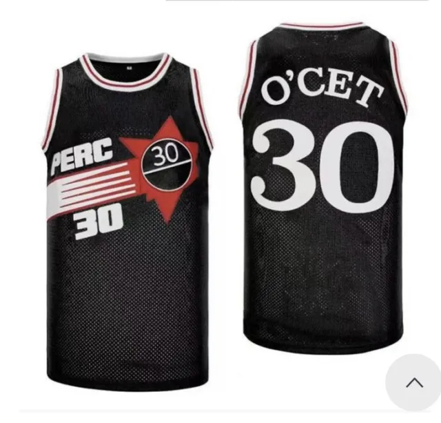 Perc 30 Basketball Jersey Black White Stitched Men's Large Hip Hop ~ FREE SHIP ~