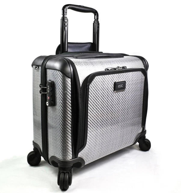 Used Tumi 28704TG Tegra-Lite Business 4 Wheel Carry On Briefcase Silver Color