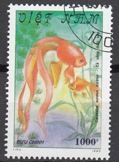 Vietnam Viet Nam Briefmarke gestempelt Goldfisch Fisch Haustier Tierwelt / 474