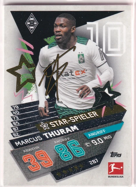 Carte Autographe Marcus Thuram – Match Attax Bundesliga 2022/23 – Topps – Near Mint