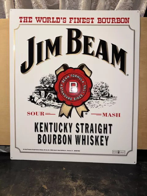 Jim Beam Bourbon Tin Advertising Sign-2004 Man Cave, Garage, 18 X 15.5”