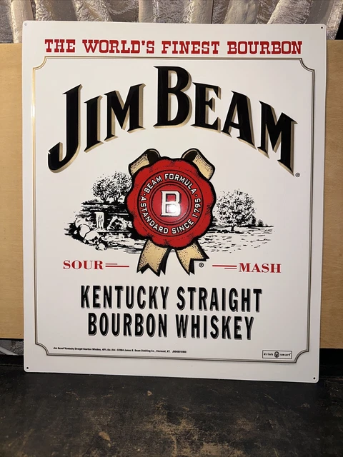 Jim Beam Bourbon Tin Advertising Sign-2004 Man Cave, Garage, 18 X 15.5”