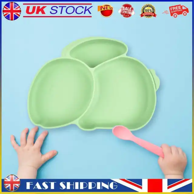Cartoon Children Dishes Cute Silicone Baby Feeding Dishes Baby Cutlery (Green) #