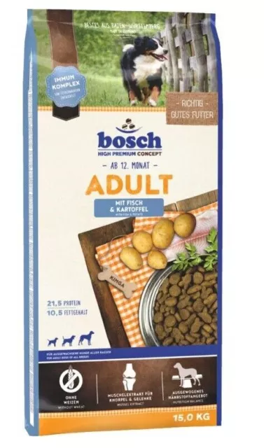 15 kg Bosch Adult Poisson & Pommes de Terre Nourriture pour Chien TOP PRIX