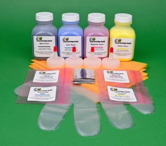 4-Color Toner Refill Kit for Ricoh SP C250 C250DN C250SF C261SFNw. 400gr. +Chips