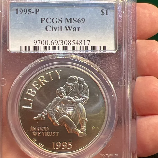 1995-P Civil War 90% Silver Dollar PCGS MS69 $1 BU Uncirculated Philadelphia