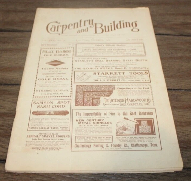 Antique Dec. 1909 CARPENTRY & BUILDING MAGAZINE Architecture TOOLS Ads++