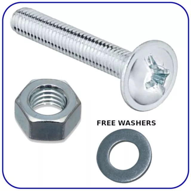 Bolts And Nuts M3 M4 M5 M6 Machine Screws Flanged Zinc Plated Free Washers