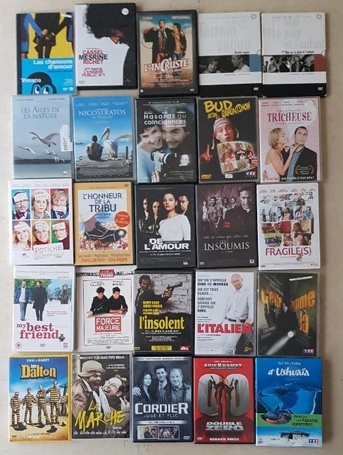 Lot 25 DVD différents CINEMA FRANCAIS dont 2 coffrets 3 DVD, soit 29 dvd. TBE
