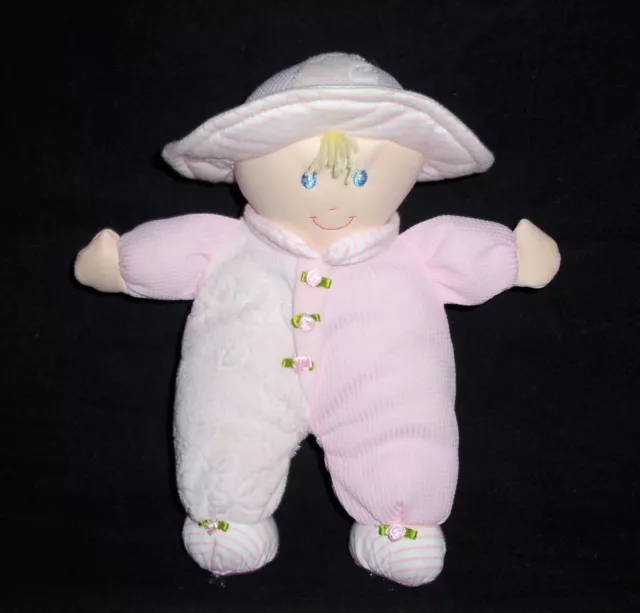 Walmart Pink Thermal Terry Baby Doll Plush Stripe Hat Feet Stuffed Lovey Toy
