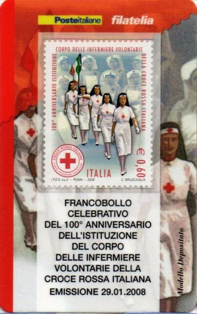 Italia 2008 Infermiere Croce Rossa Italiana Cri Tessera Filatelica Francobollo