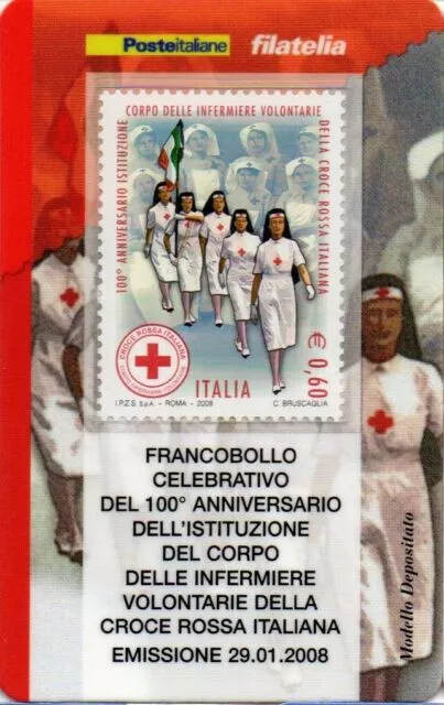 Italia 2008 Infermiere Croce Rossa Italiana Cri Tessera Filatelica Francobollo