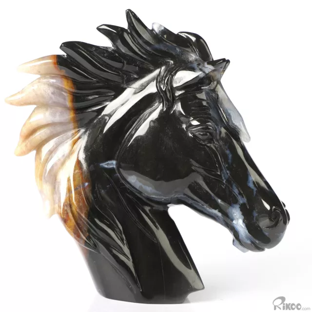 3.7& BLACK ZEBRA Agate Hand Carved Crystal Horse Sculpture, Crystal ...
