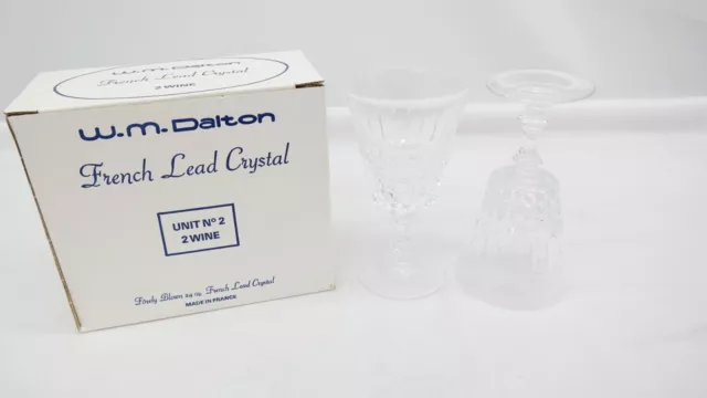 W.M Dalton French Lead Crystal Unit No. 2 Wine Glasses Set of 2   S1