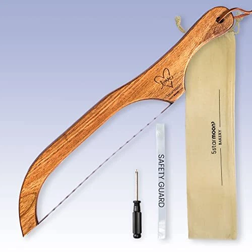 5 star moon Wooden Bread Bow Knife,10.8” Inches Serrated Knife, Wooden Handle...