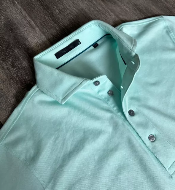 GREYSON CLOTHIERS OMAHA Long Sleeve Polo M Aurora Green Golf Shirt Slim ...