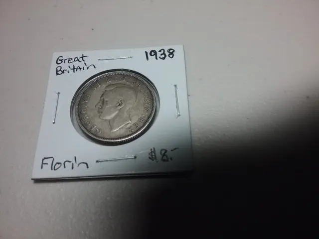 1938 Great Britain Florin silver coin
