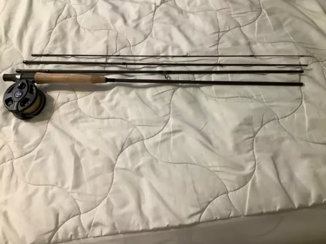 Cortland Graphite Travel 4 pc Fly 9' Rod & Reel- 5/6 wt, pre spooled, No case EX