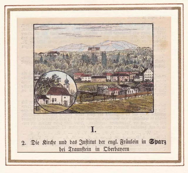 Sparz LK Traunstein Oberbayern Bayern Ansicht Holzstich 1870