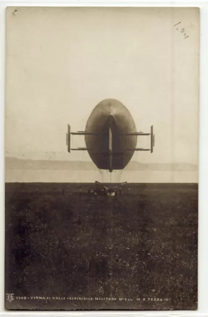 Army airship blimp lands in Italy, Vigna Di Valle dirigible photo postcard RPPC