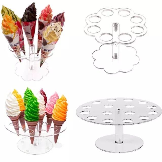 Round Acrylic Ice Cream Cone Dessert Holder  Display Stand Party Shelf