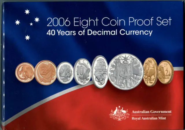 Australia: 2006 Proof Set in RAM Pkg, With RARE Round Silver 50c and 1c &2c O/H