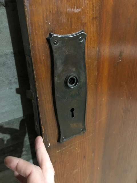 Antique Craftsman Interior Wood Stained Entry Door /w Red Glass & 8 Panes 34x82 6