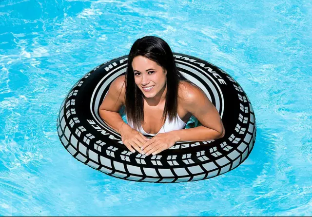 Flotador Hinchable Intex forma Neumatico rueda,Ø 91 cm,parche reparacion,piscina