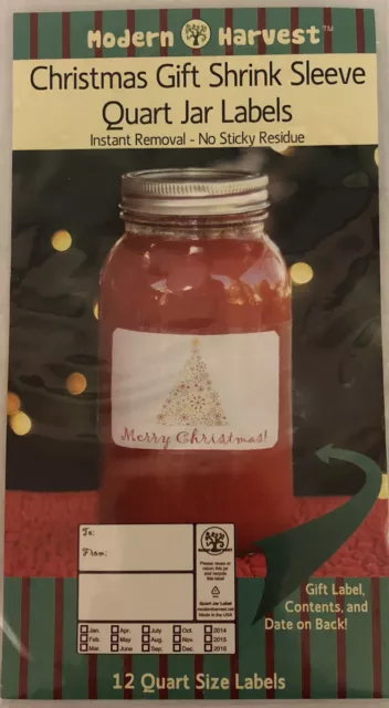 Tarro enlatado de cuartos etiquetas manga retráctil de Navidad 12 quilates cosecha moderna nuevo