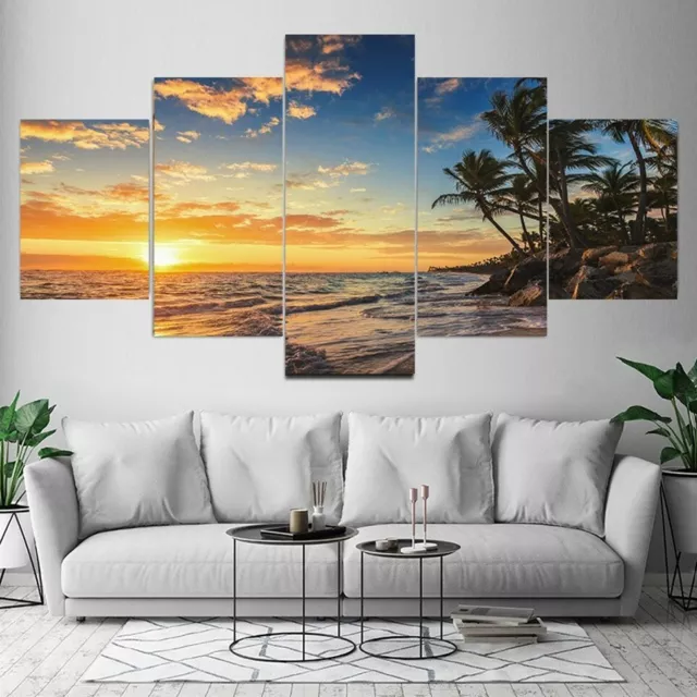 Nature Beach Modern Room Poster 5Pcs Wall Art Canvas Painting Picture Home Decor