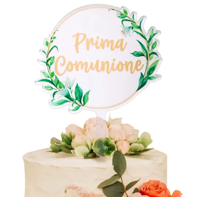 Ruikdly Prima Comunione Decorazioni，3 Topper Torta Comunione in  Legno，Decorazioni Prima Comunione Cake Topper Battesimo per Comunione  Battesimo