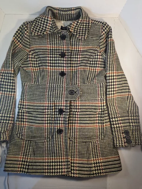 Jcrew check belted anthropologie Jumbo Plaid wool tweed Coat Jacket Womens 6 2