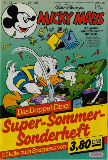 Micky Maus 32/1986 Z1 Doppelausgabe mit Heft "Super-Sommer-Sonderheft" Non-Barks